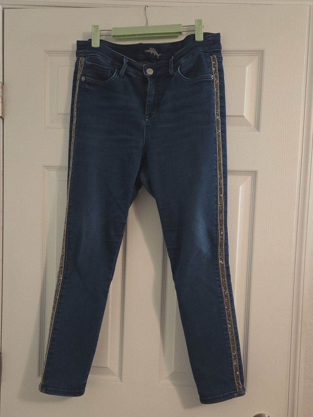 Tommy Bahama Navy Dark Blue Jeans with Metallic Side Trim